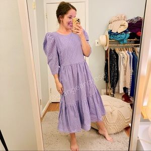 a new day | Dresses | A New Day Target Purple Lavender Eyelet Puff Sleeve  Boho Prairie Tiered Dress L | Poshmark